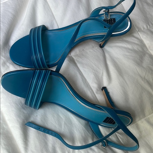 White House Black Market Shoes - White House Black Market Blue Strappy Heels